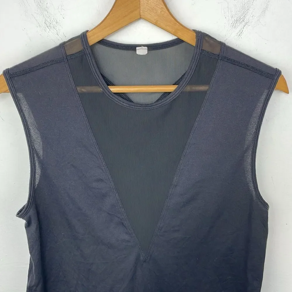 Lululemon Lab Edge Tee Sleeveless Tank Top Black Knit Mesh 